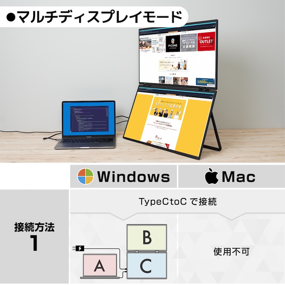 23.8インチ上下2画面拡張デュアルモニター 4K | 【公式】サンコー通販