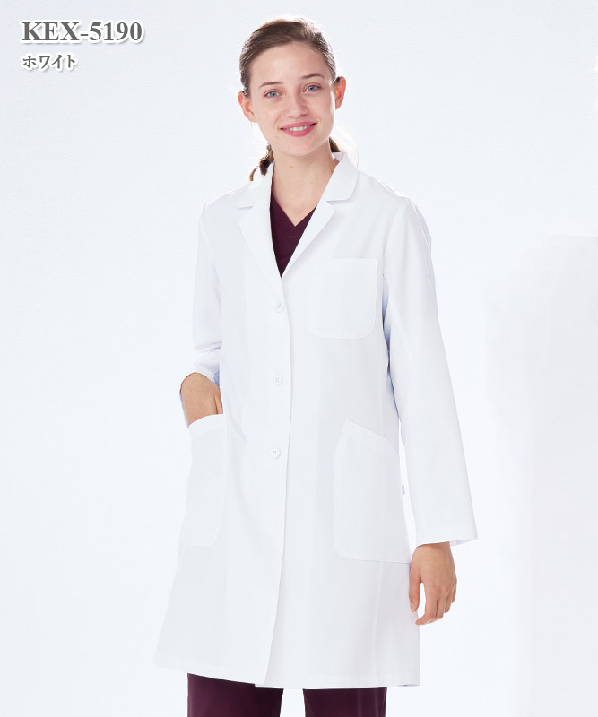 女子白衣シングル診察衣長袖[ナガイレーベン製品] KEX-5190｜THS-白衣