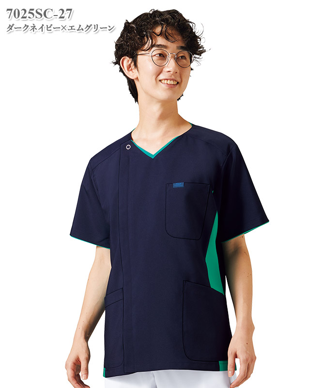 メンズジップスクラブ半袖[フォーク製品] 7025SC｜THS-白衣通販・販売