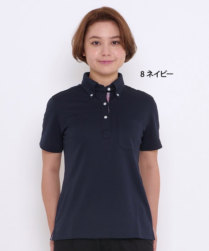 レディス吸水速乾ポロシャツ半袖(花柄B)[女性用][ボンマックス製品