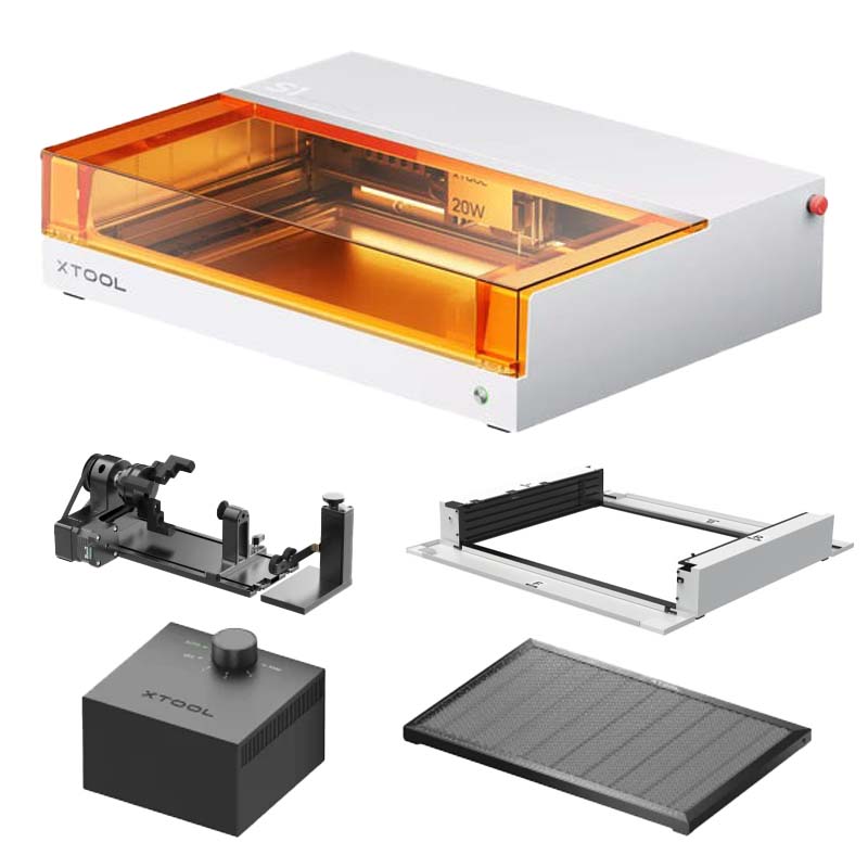 XTOOL 密閉型レーザー彫刻機 S1 20W Delux版（ホワイト）（本体+エア