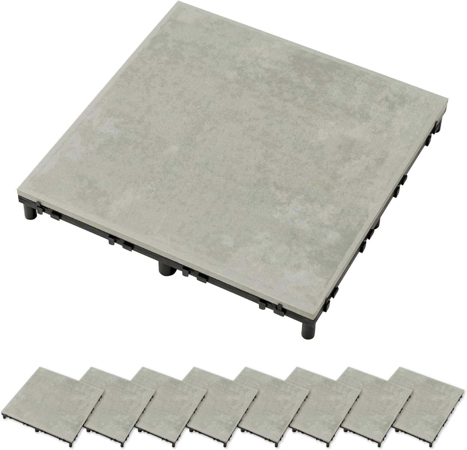 ベースアップ敷くだけタイル 磁器 ライトグレー 9枚組【色や質感の違い