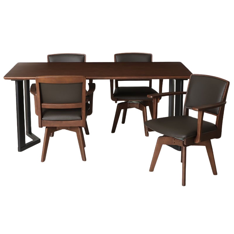 ダイニング5点セット レイドック テーブル 天板165TOP DBR 脚 B BK +