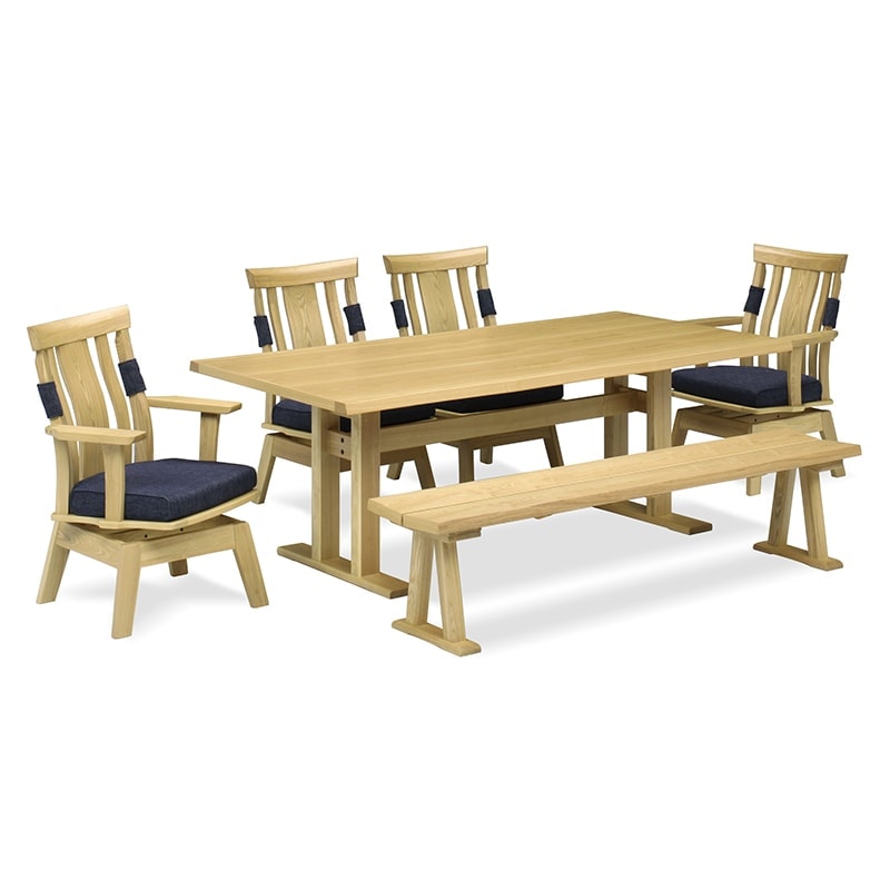 ダイニング6点セット 藍花 テーブルN.T753N(200) + チェアC753N藍色 +