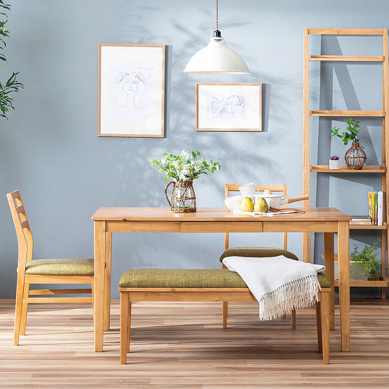 ダイニング4点セット SANTANA テーブル135DT NA + チェアDC NA/GR +