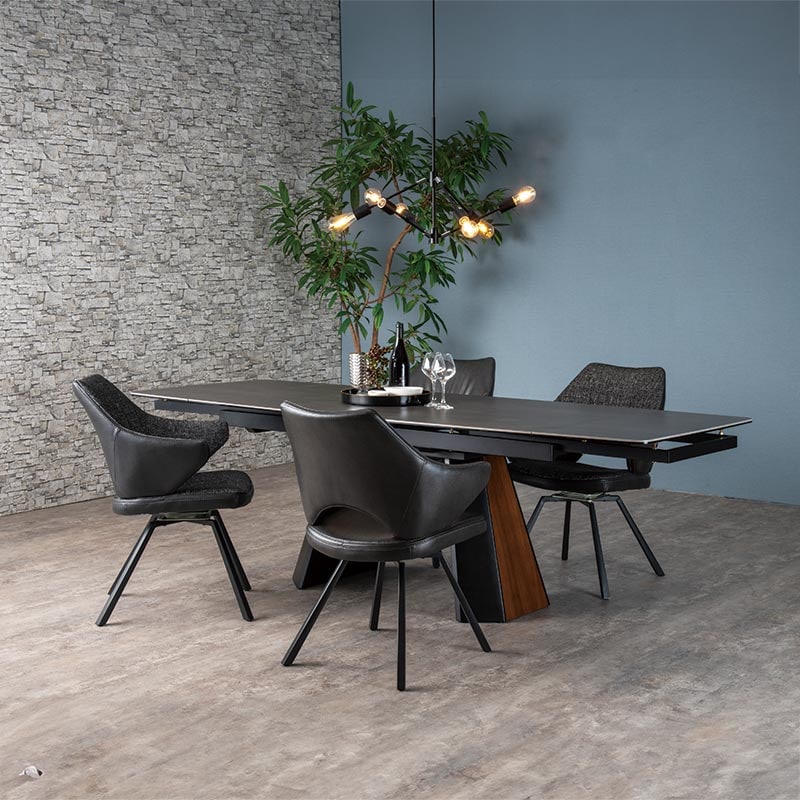 伸長ダイニングセット セラミックテーブル ポンド 160-236EXT BK/WN +