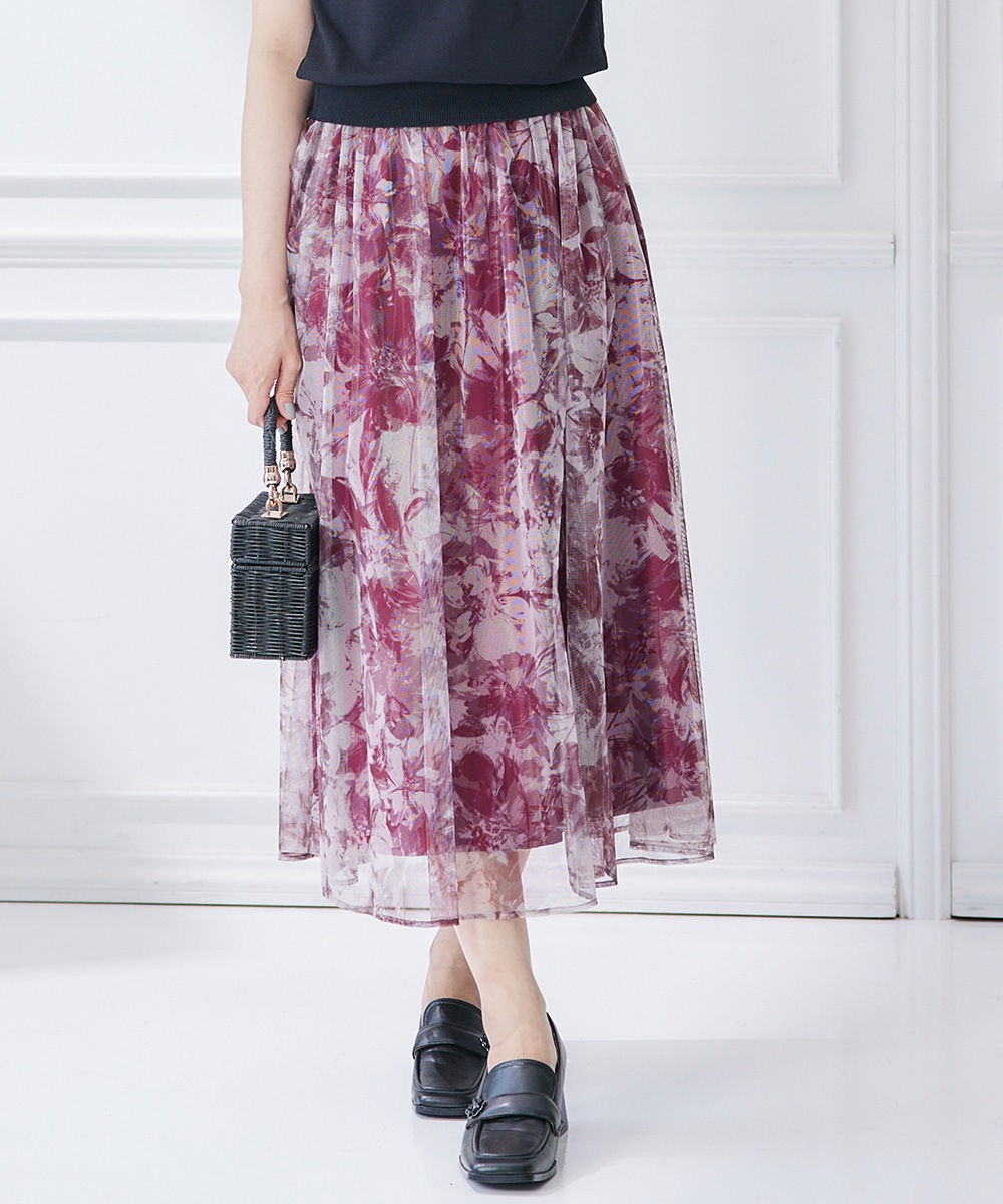 SALE】メッシュ花柄フレアスカート - 12Twelve Agenda(トゥエルブ