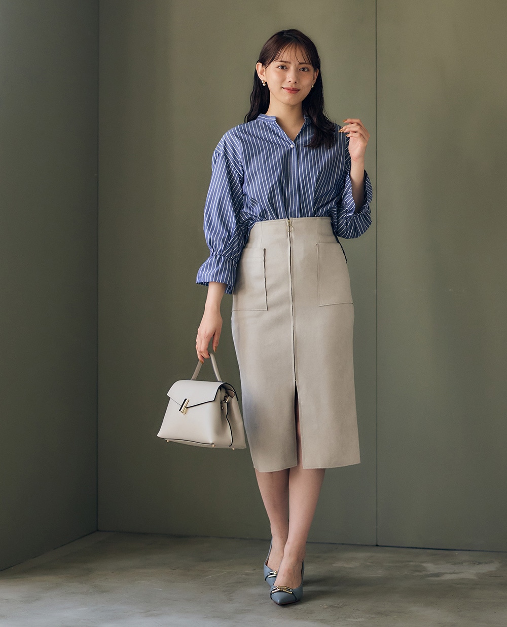 ラメストライプスキッパーキャンディスリーブブラウス - 12Twelve