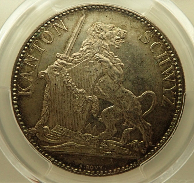 スイス射撃祭5フラン銀貨、1867年シュビーツ | アンティーク・コイン