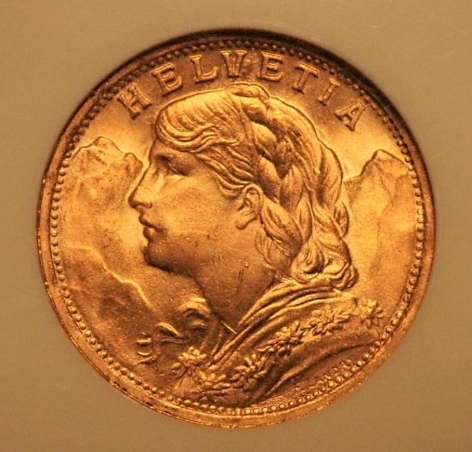 スイス1935年20フラン金貨、MS67高鑑定 | アンティーク・コイン