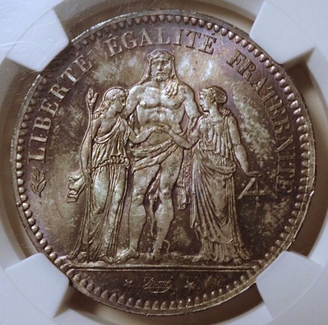 フランス1876年発行の5フラン、MS66準最高鑑定 | アンティーク・コイン