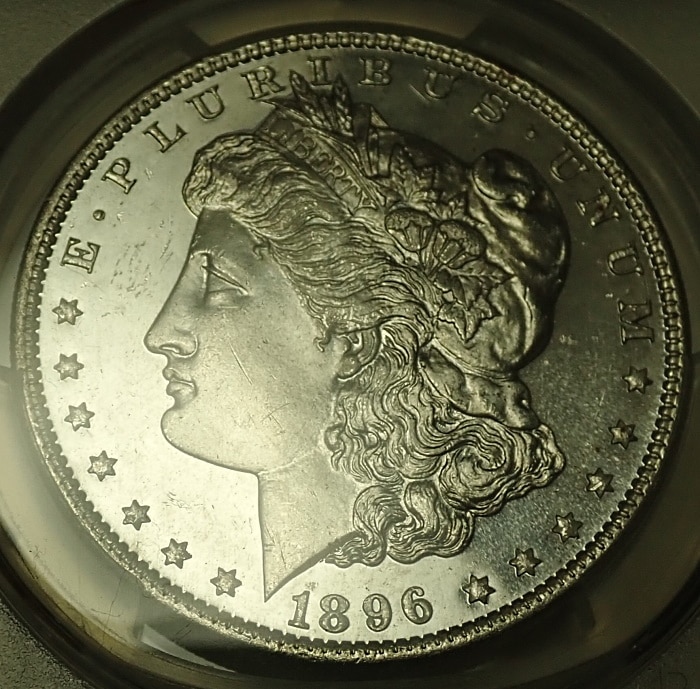 アメリカ1896年1ドル銀貨、希少な「ディープ・プルーフライク」鑑定