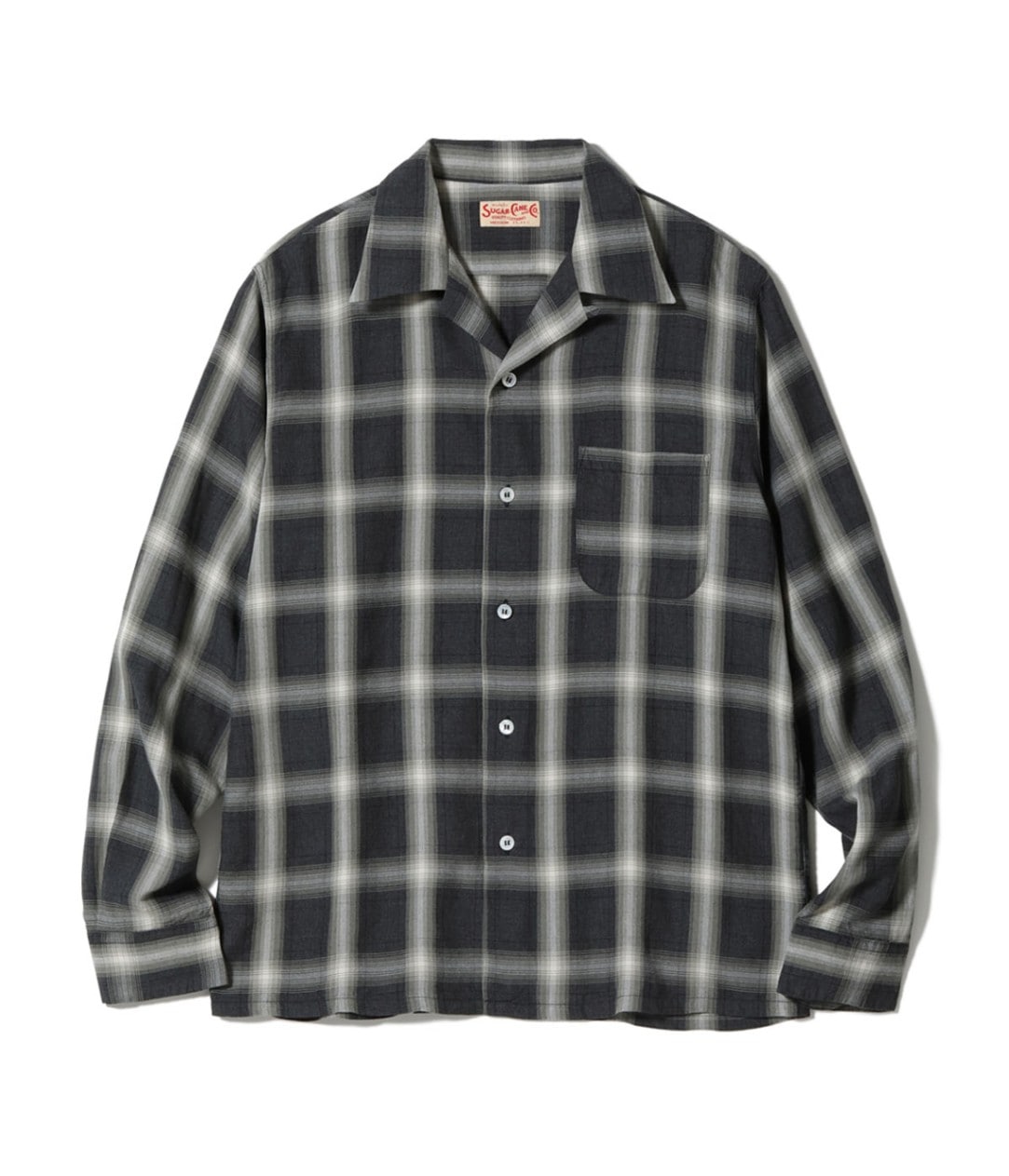 Lot No. SC29377 / RAYON COVERT CHECK OPEN SHIRT - SUGAR CANE,SUGAR
