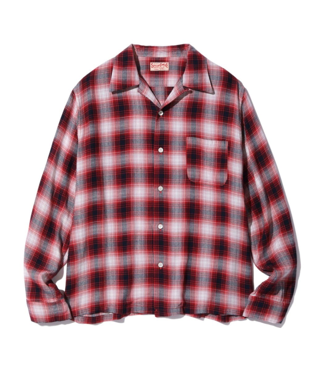 Lot No. SC29263 / RAYON OMBRE CHECK OPEN SHIRT - SUGAR CANE,SUGAR