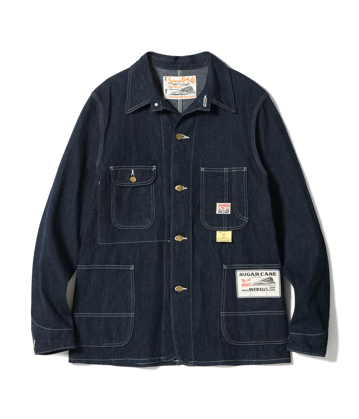 Lot No. SC15655 / 11oz. BLUE DENIM WORK COAT - SUGAR CANE,SUGAR