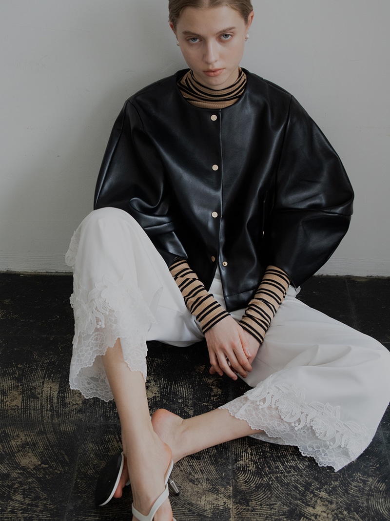 プリーツレザーライクジャケット | Outer | | TREFLE＋1（トレフル