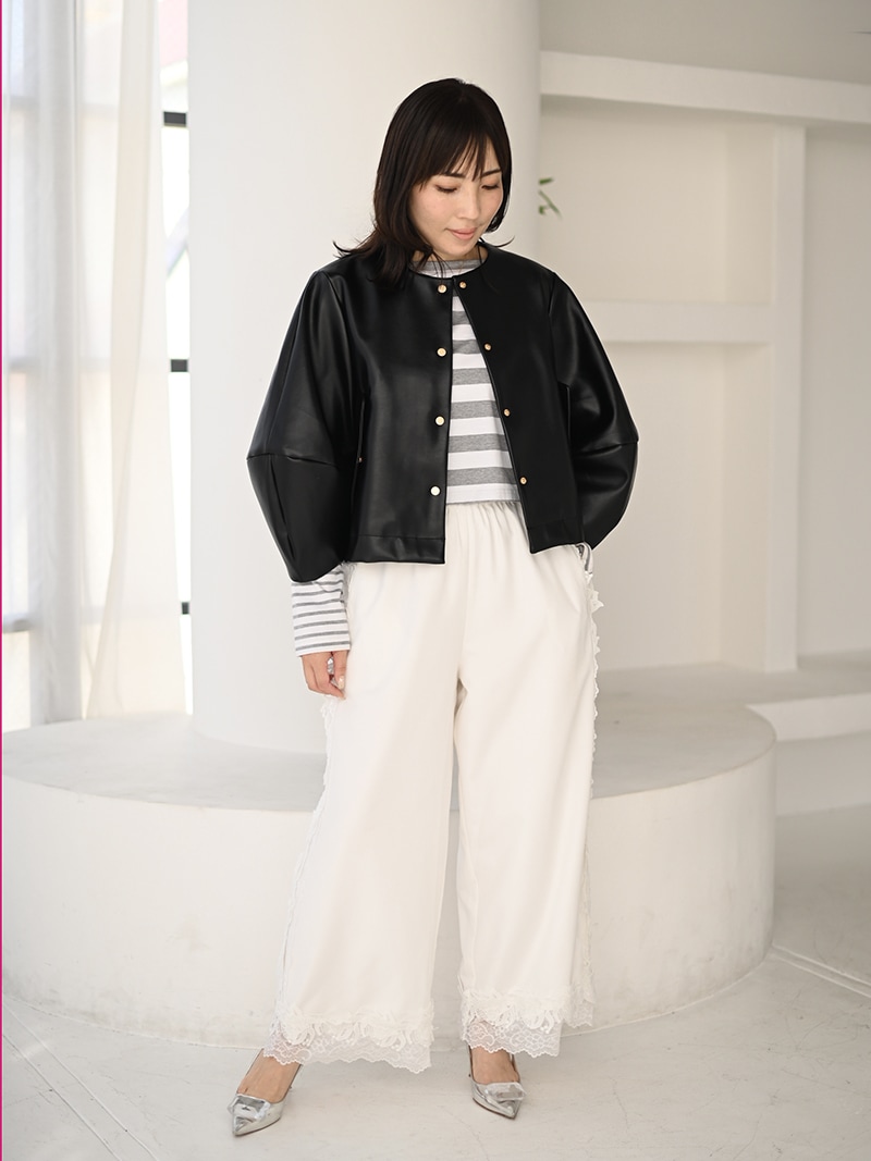 プリーツレザーライクジャケット | Outer | | TREFLE＋1（トレフル