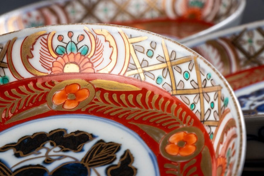 古伊万里】 染錦金彩草花文四寸皿 5客 明治時代 16785 | すべての商品