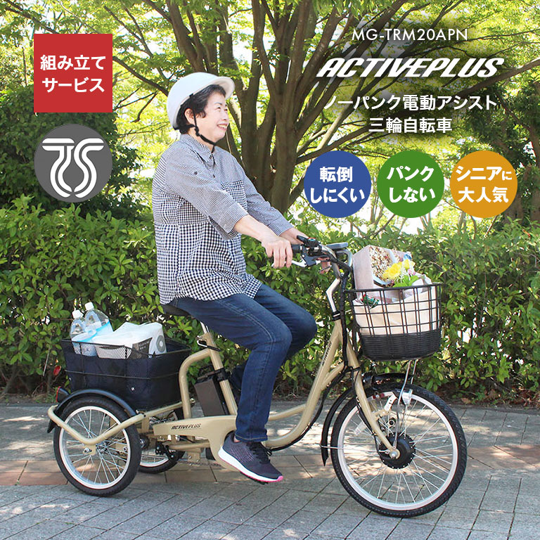 直送】 ノーパンク 電動 アシスト 三輪自転車 組み立てサービス付き