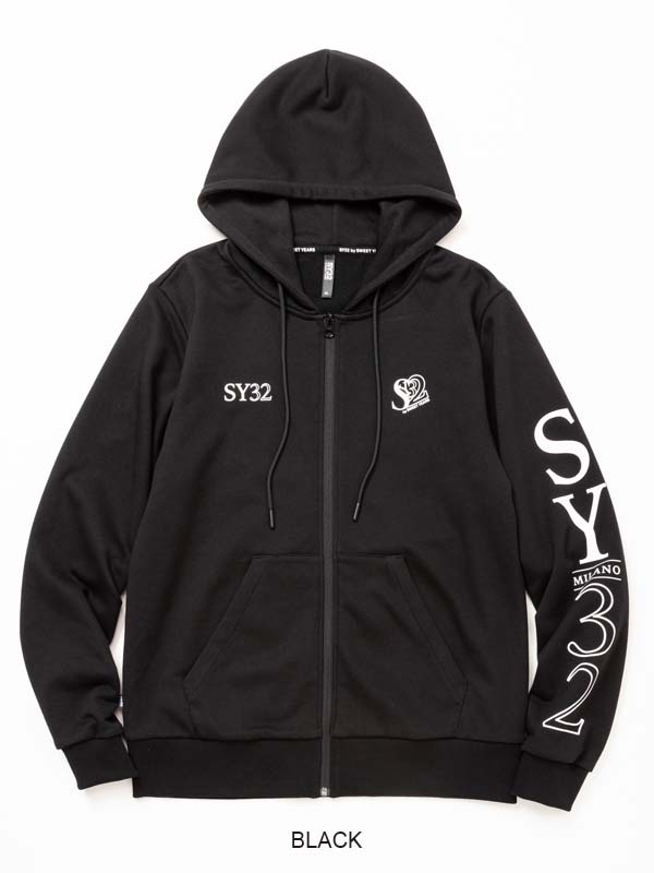 30%OFF ZIPフーディー SERIF LOGO ZIP HOODIE BLACK SY32 by SWEET