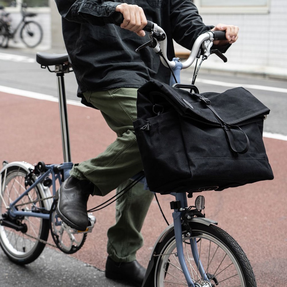 FAIRWEATHER front bag for brompton フレームあり wax black [フェア