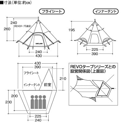 UNIFLAME REVOタープII L カーキグリーン コンプリートセット
