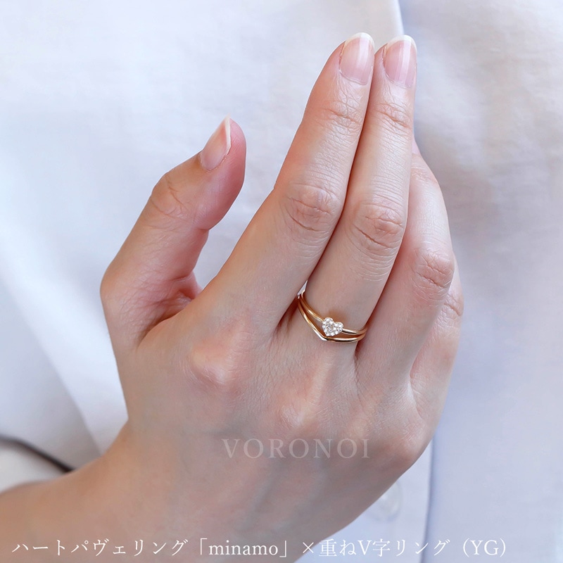 重ねV字リング K18
