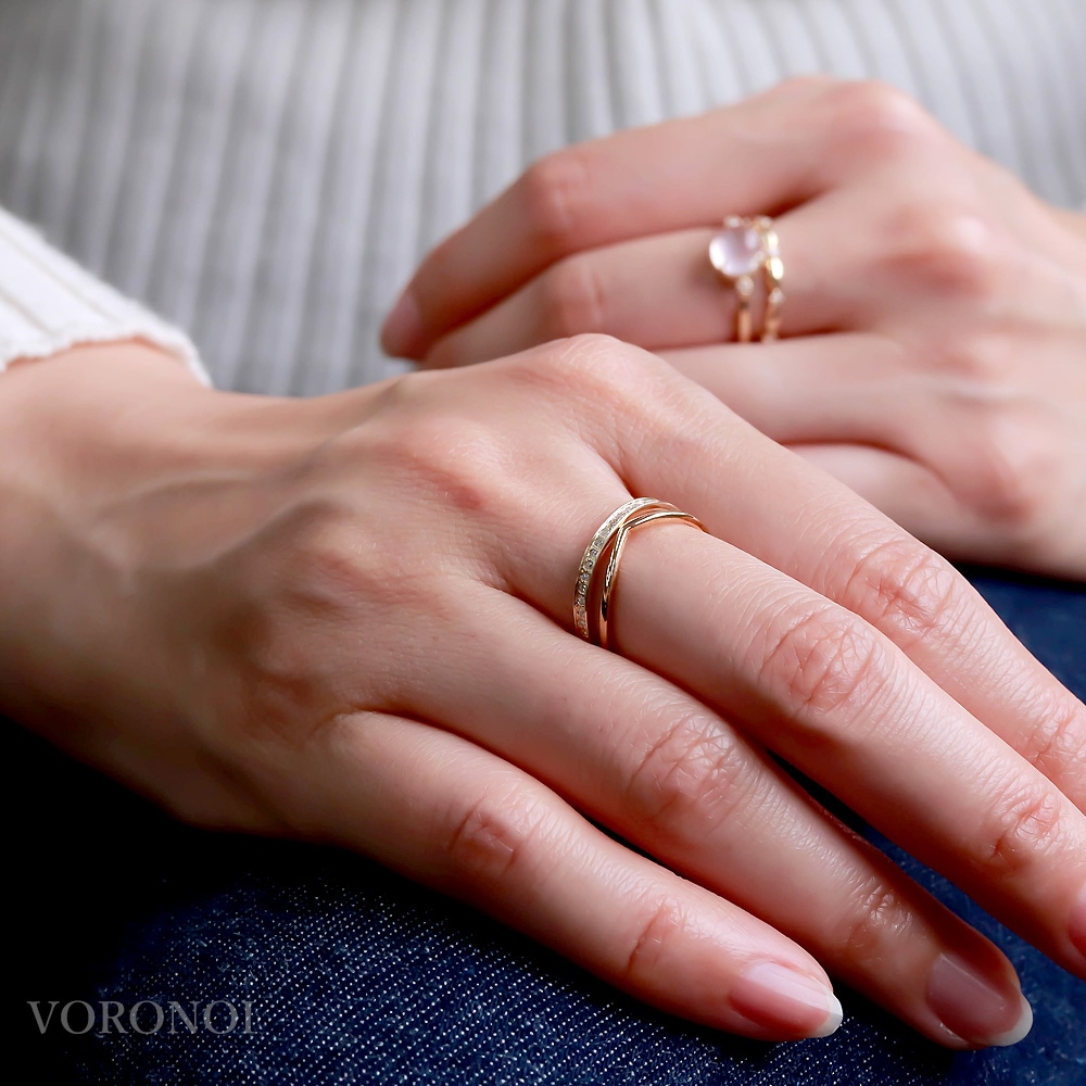 重ね付けリング「ハーフエタニティ」 K10