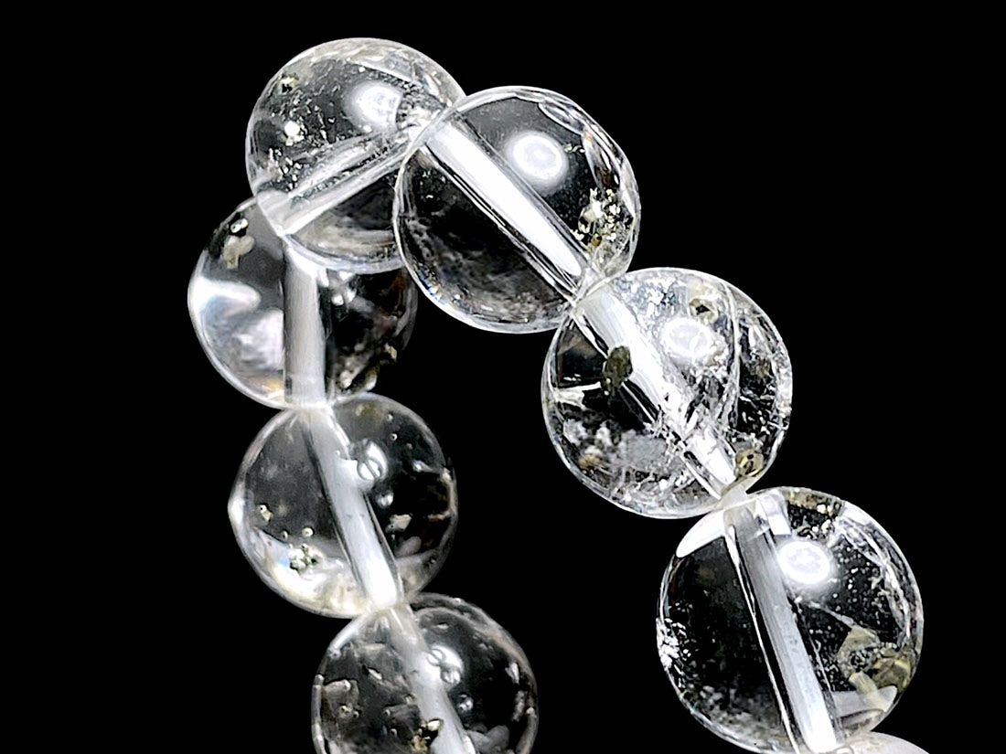 パイライト ( マーカサイト ) inクォーツ 10mmブレスレット / Pyrite