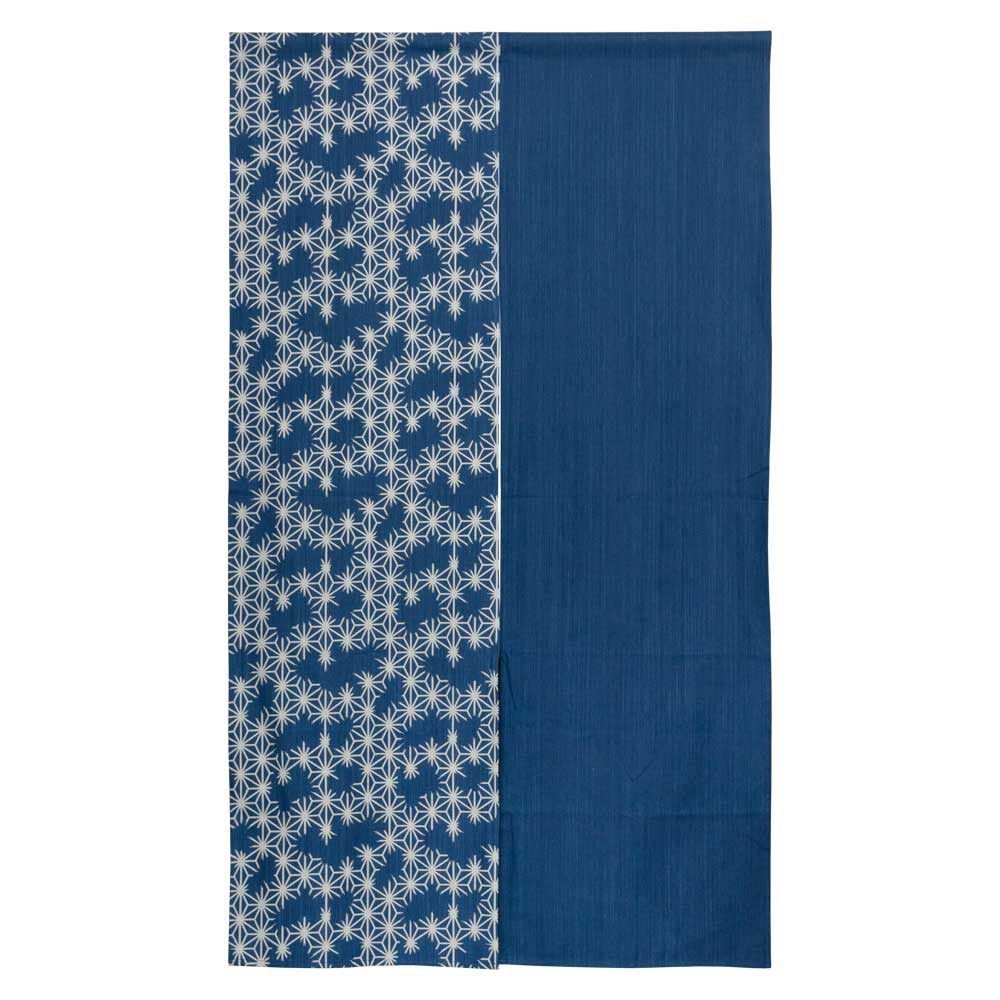 小島屋 藍染め暖簾（のれん）あさぎ 麻の葉柄 武州正藍染 埼玉県の工芸