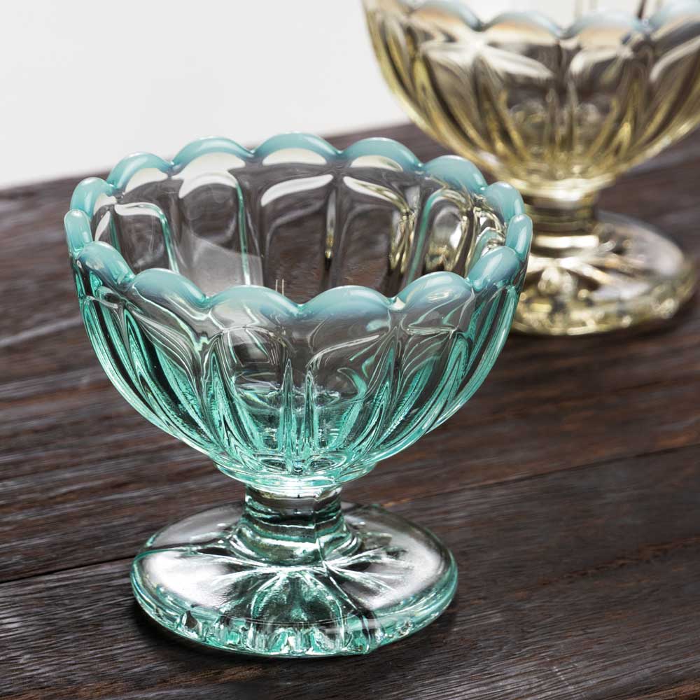 廣田硝子 雪の花 ミニフラッペ ブルー アンティークなスタイルの厚手