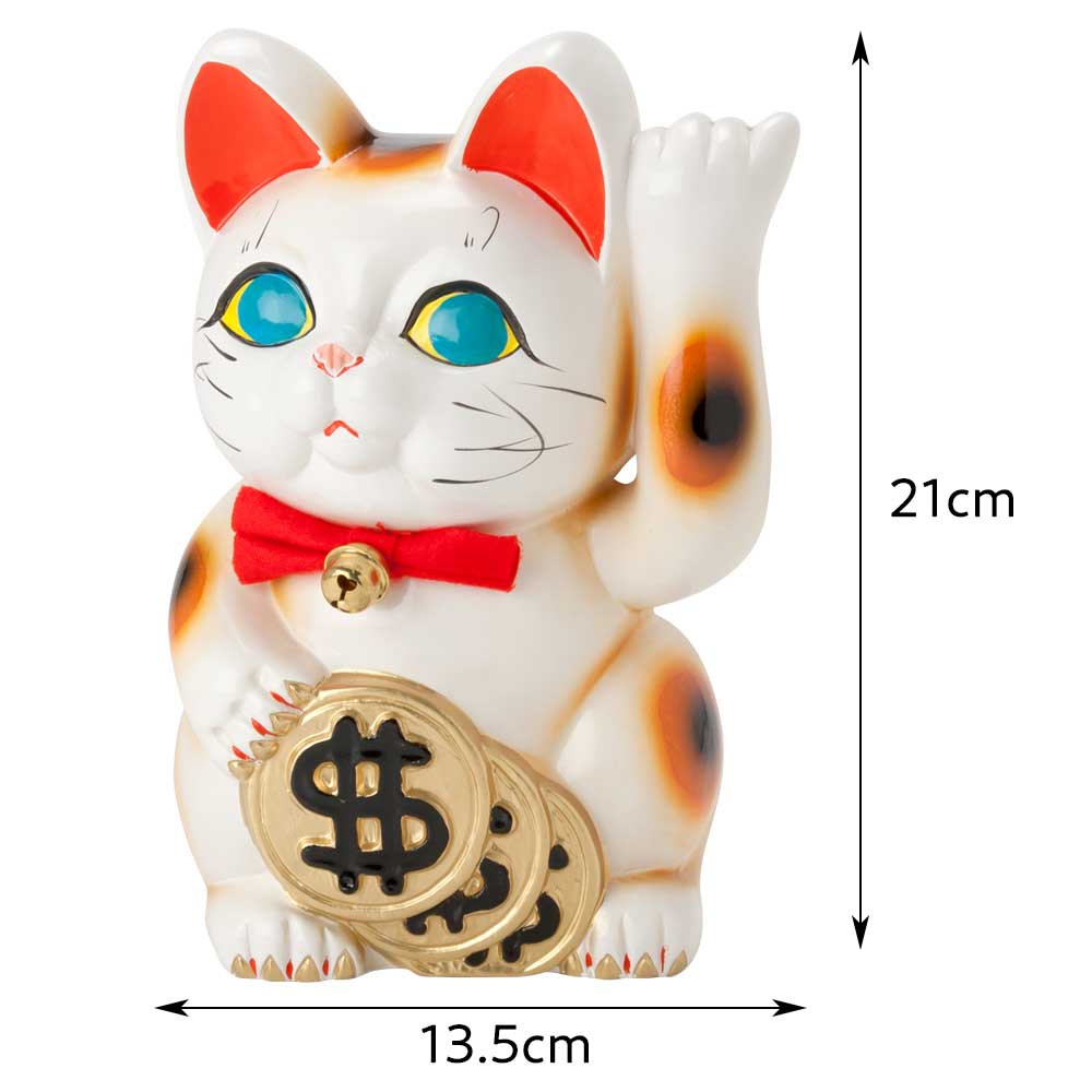 常滑焼 招き猫 6号ドル小判猫貯金箱 左手上げ (142-56-86) 愛知県の