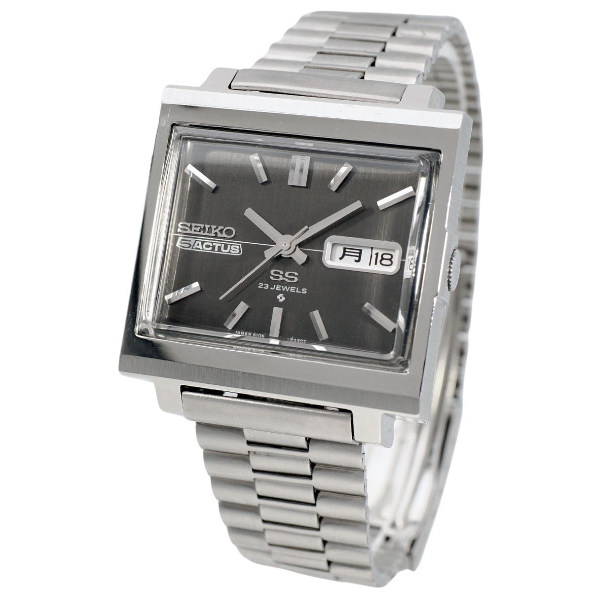 セイコー 5アクタス 6106-5440 スクエアケース グレー文字盤 自動巻 OH