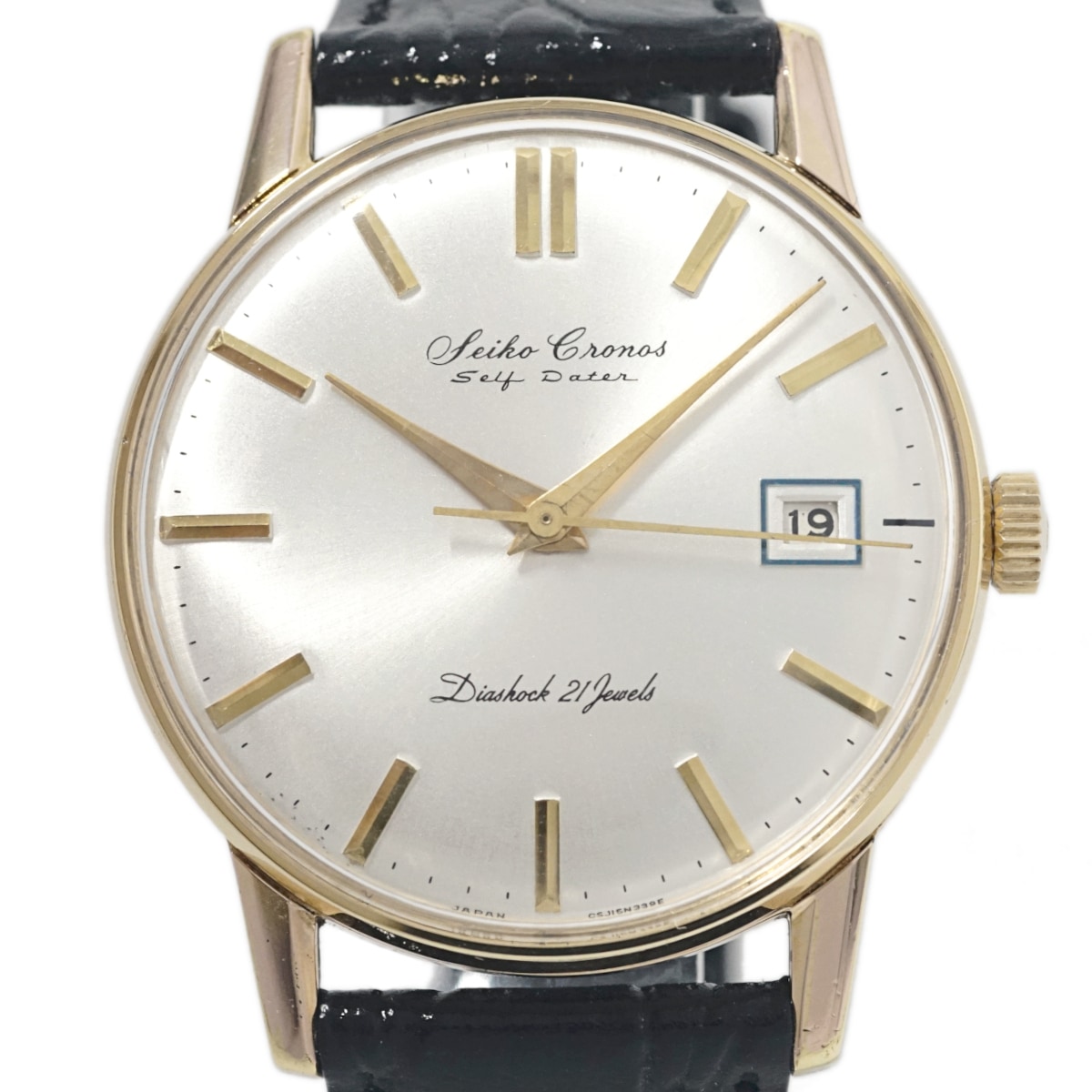 セイコー クロノス セルフデータ J15010E ケース金メッキ/裏蓋金張り
