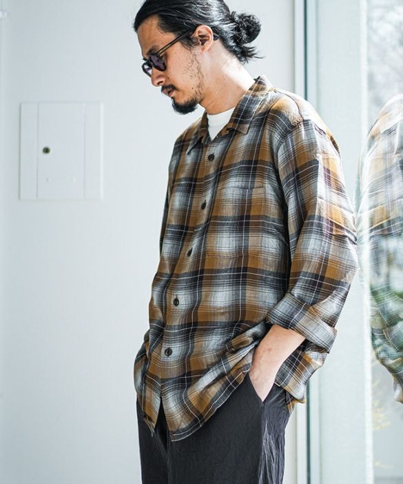 SALE 30%OFF】[GL29435]gold(ゴールド) RAYON CHECK L/S OPEN SHIRT