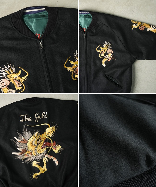 GL15725]gold(ゴールド) WOOL MELTON×ACETATE SOUVENIR JACKET 