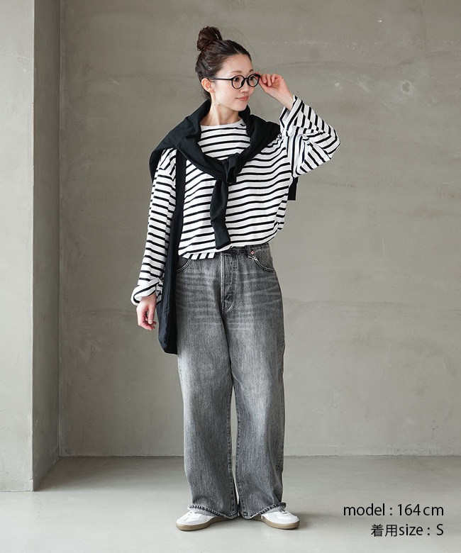 ◇[b1038-1]SOLAMONAT(ソラモナ)5Pルーズストレートイージーデニム