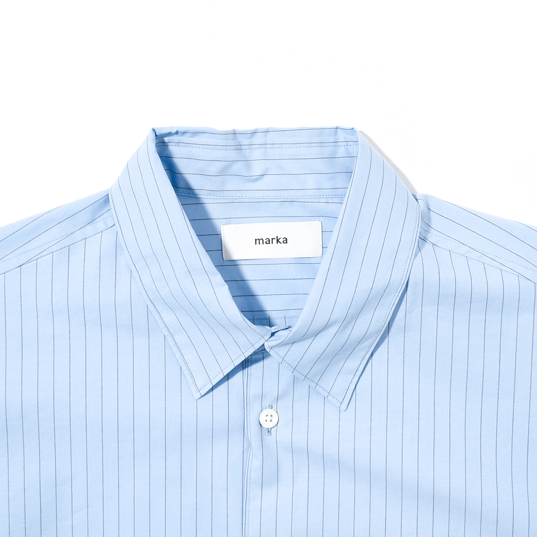 m26a05sh01c]marka(マーカ) Organic Cotton Stripe Regular Collar