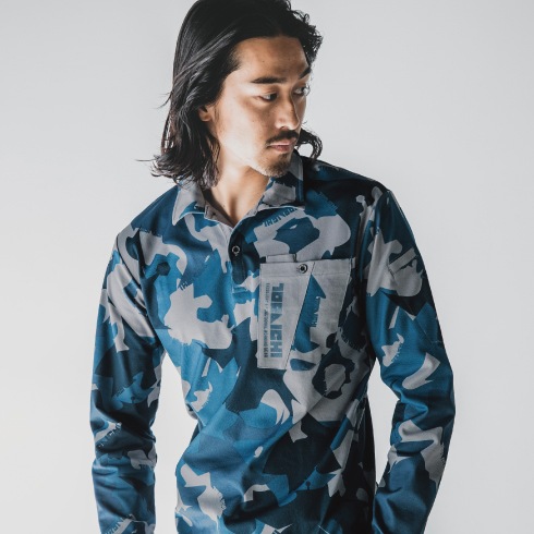 寅壱 5992-614 迷彩柄長袖ポロシャツ 秋冬 吸汗速乾 2024新作｜作業着・