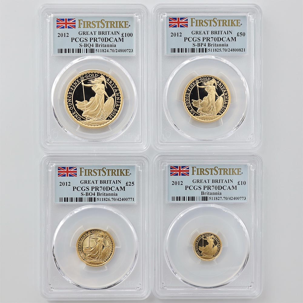 2012 英国 ブリタニア 金貨4種 プレミアム セット プルーフ PCGS PR 70