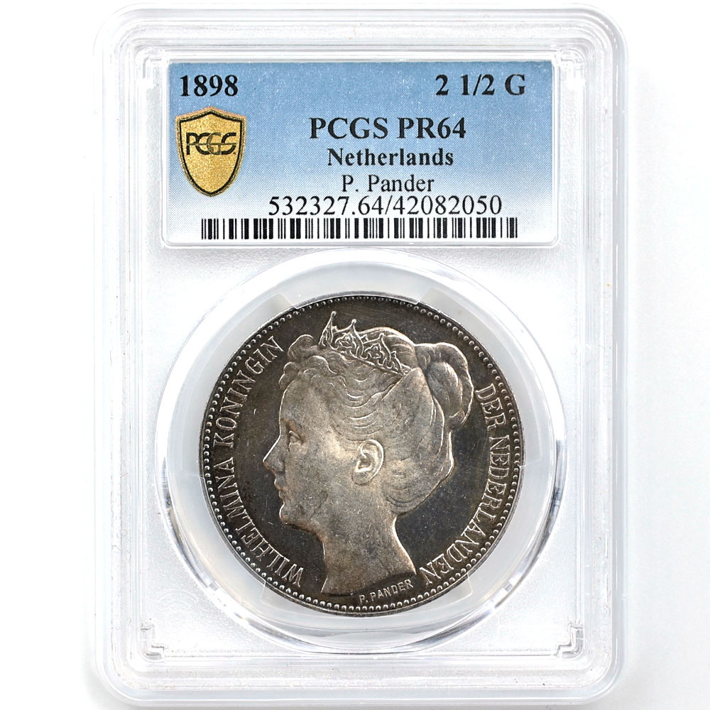 委託販売 1898 オランダ ウィルヘルミナ女王 2 1/2 グルデン 銀貨