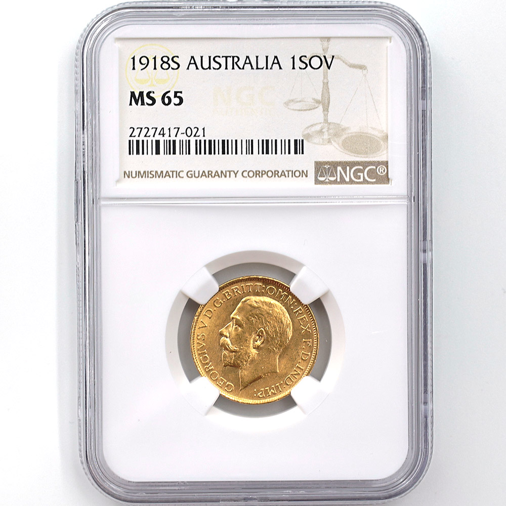 委託販売 1918 オーストラリア ジョージ5世 ソブリン 1ポンド 金貨 NGC