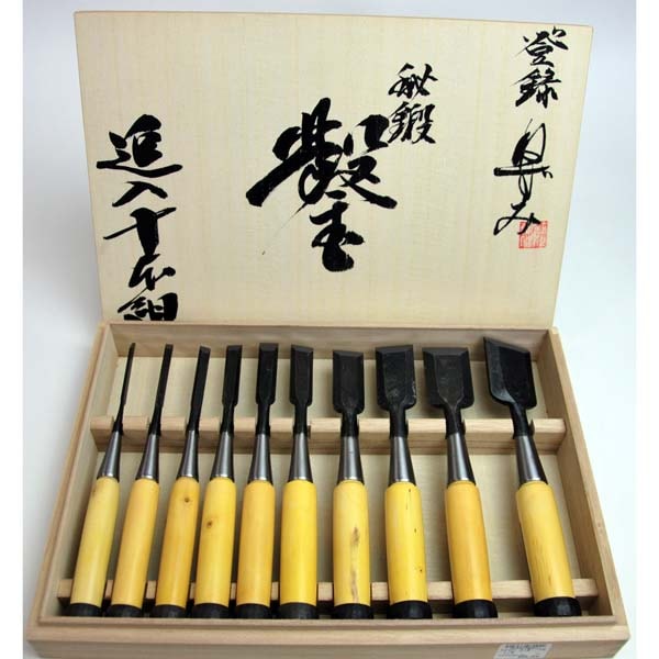 ねずみ印 10本組 追入鑿 ぐみ柄 | 大工道具,のみ | パワーツール
