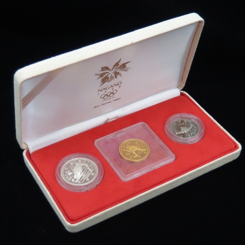 記念硬貨】 長野オリンピック記念 3次 プルーフ記念硬貨 金銀銅3点