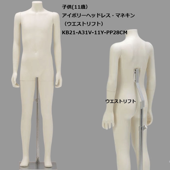 子供マネキン 11歳 ｱｲﾎﾞﾘｰ塗装 ヘッドレスタイプ KB21-A31V-11Y-PP28CM