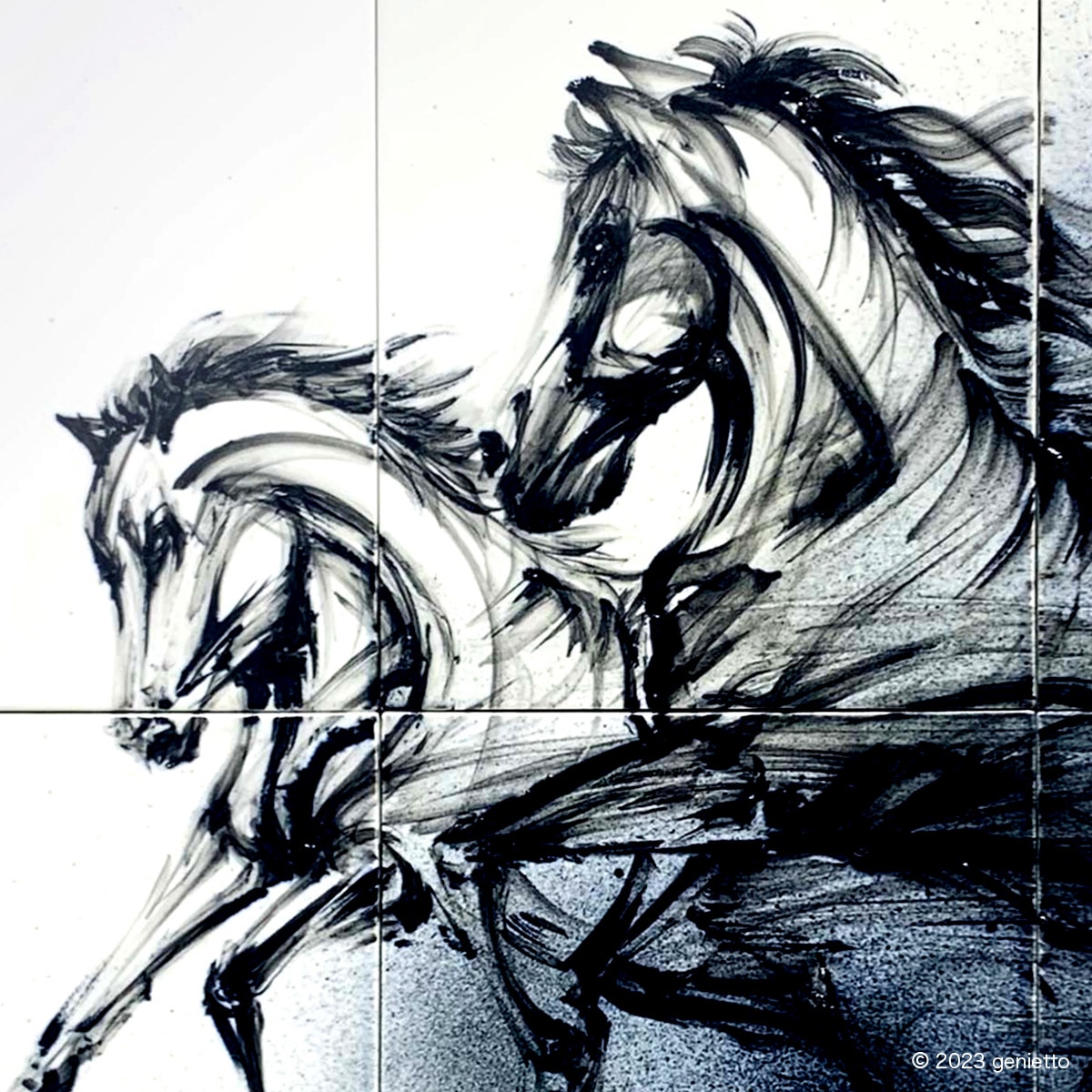 直筆陶墨画「憂忘嬉々」 | 墨絵・陶墨画アーティスト 西元祐貴 Yu-ki