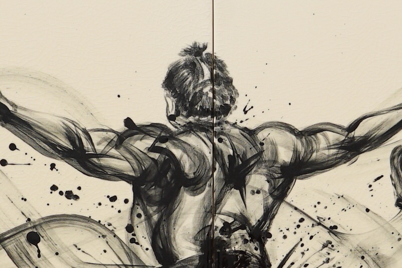 直筆陶墨画「塵手水(ちりちょうず)」 | 墨絵・陶墨画アーティスト 西元