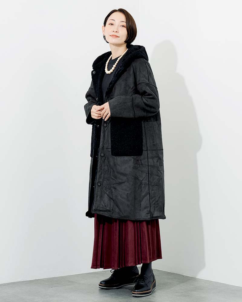 パッチワークリバーシブルフェイクムートンコート | OUTER | 元町