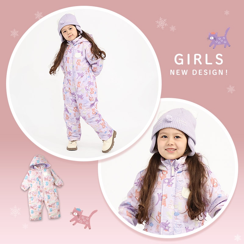 キッズ ベビー ジャンプスーツ 女の子 中綿入り 防寒 保温 撥水加工