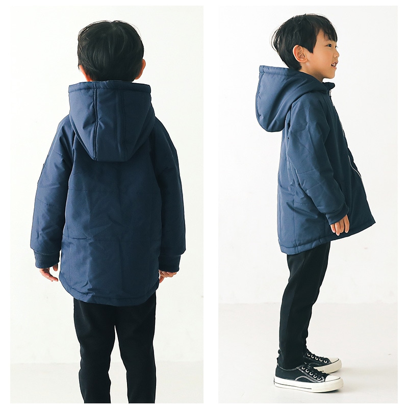 子供服 コート 防寒 アウター 撥水加工 フード おうちで 洗える 中わた